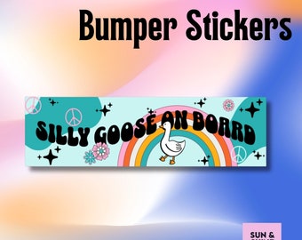 Silly Goose on Board Bumper Sticker, Meme Bumper Sticker, Funny Car Decal, Retro Laptop Sticker Cars Gen Z Car Sticker, Funny Bumper Sticker