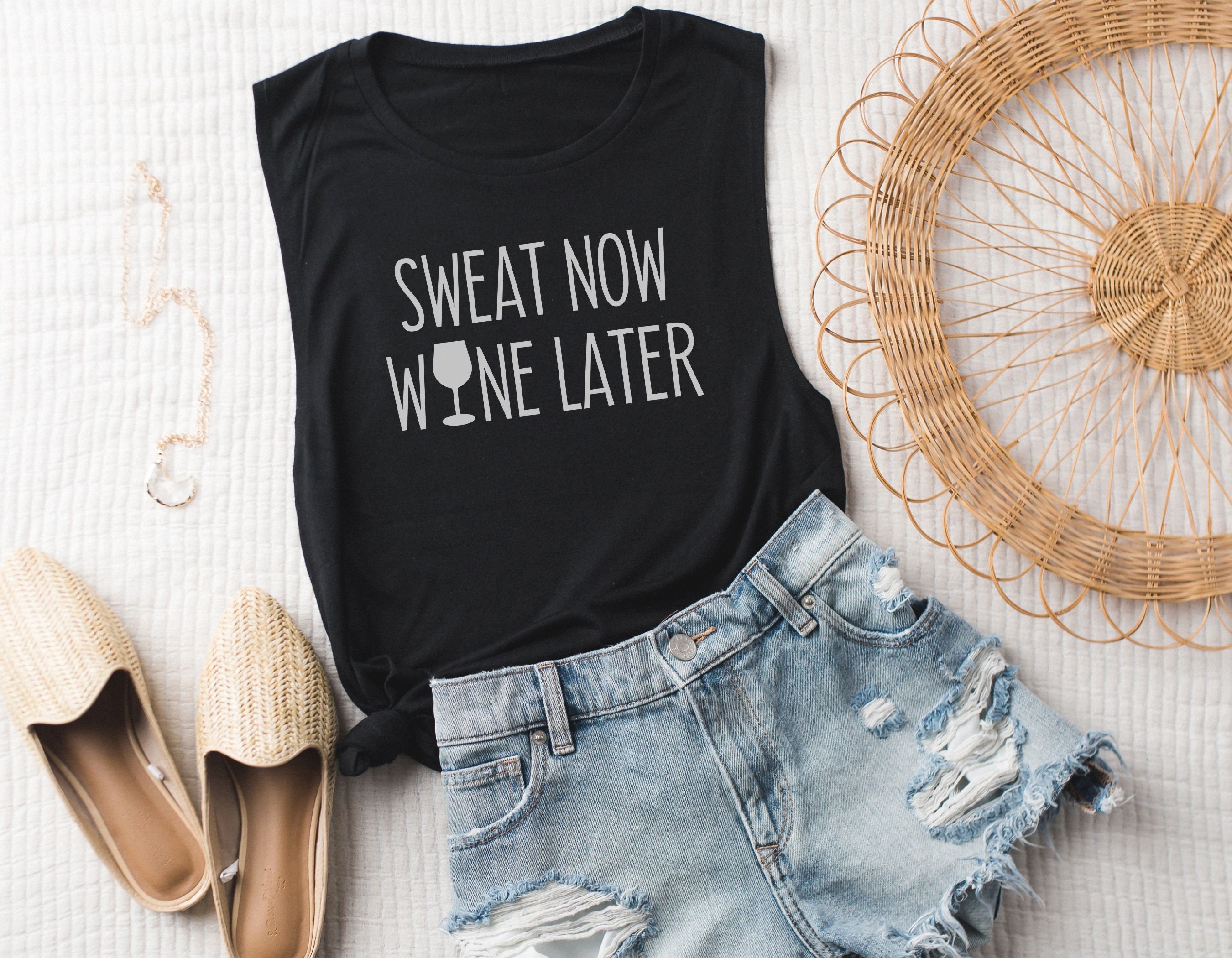 Sweat Now Wine Later, Funny Tank Top, Workout Tank, Fitness Gift