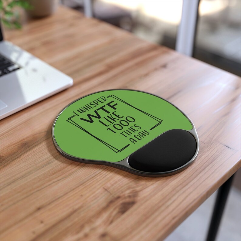 WTF Mouse Pad With Wrist Rest Funny Mouse Pad Sarcastic Etsy