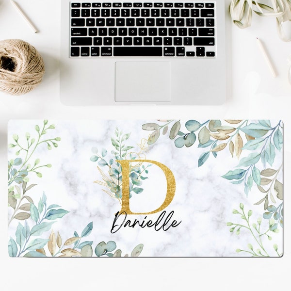 Eucalyptus Desk Pad, Custom Desk Pad, Large Mouse Pad, Personalized Desk Mat, Floral Mousepad Office, Cottagecore Desk Mat Floral Gaming Mat