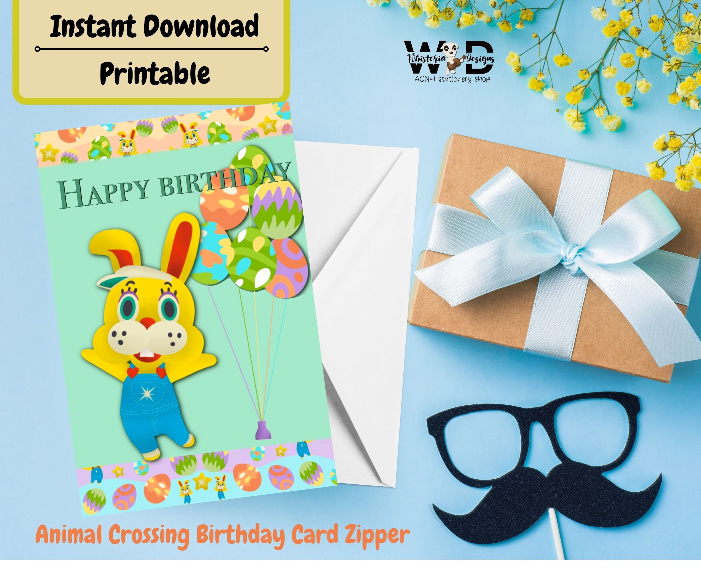 Zipper ACNH Birthday Card Instant Download Printable - Etsy