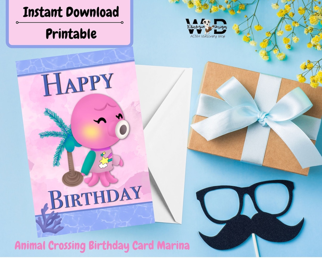 Marina ACNH Birthday Card Instant Download Printable Etsy