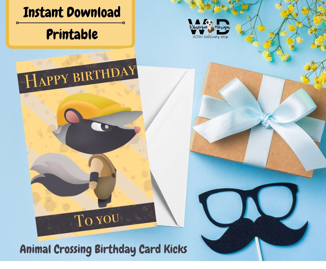 Kicks ACNH Birthday Card Instant Download Printable Etsy UK