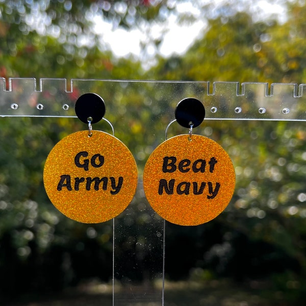 Go Army! Beat Navy Black and Gold Earrings