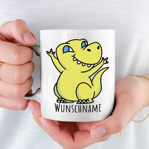 Cute Dinosaur Cup Personalize and Customize Named T-Rex Coffee Cup Personalized for Kids with Tyrannosaurus Rex Toddlers
