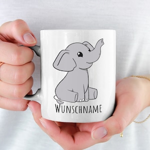 Cute Elephant Cup Personalize Customize with Name Coffee Cup Personalized Kids Birthday Baby Elephant Elephant Gift