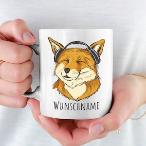 Fox Headphone Cup Personalize Customize with Name Sweet Fox Coffee Cup Personalized for Kids Foxes Kids Birthday Red Fox