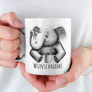 Coffee Elephant Cup Personalize Customize With Name Coffee Cup Personalized Kids Birthday Morning Muffle Elephant Gift
