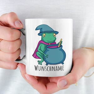 Magician Frog Cup Personalize Customize with Name Frogs Coffee Cup Personalized for Children with Amphibian Children Birthday Magician