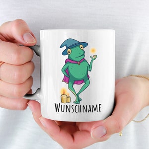 Wizard Frog Cup Personalize Customize with Name Frogs Coffee Cup Personalized for Kids with Amphibian Kids Birthday Magician