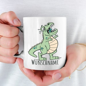 Cute Dinosaur Cup Personalize and Customize Named T-Rex Coffee Cup Personalized for Kids with Tyrannosaurus Rex Toddlers
