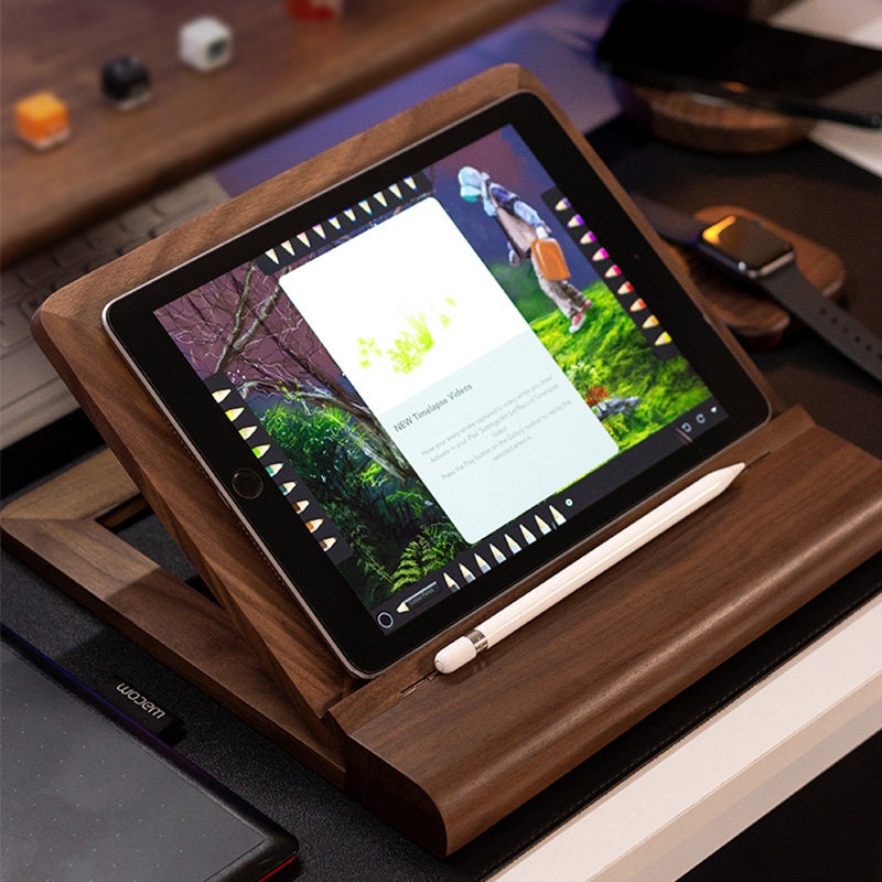 Soporte para tablet para escritorio, soporte ajustable de aluminio  giratorio de 360 grados, compatible con iPad Pro 9.7, 10.5, 12.9, Air,  Mini