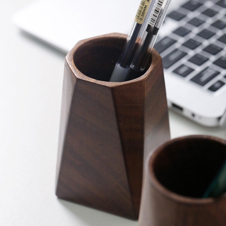 Wooden Desktop Pen Holder Black Walnut Pen Holder for Office Etsy