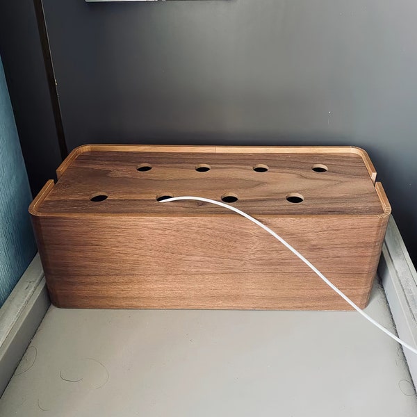 Cable Management Box,Wooden Style Cable Organizer Box to Hide Wires&Power Strips