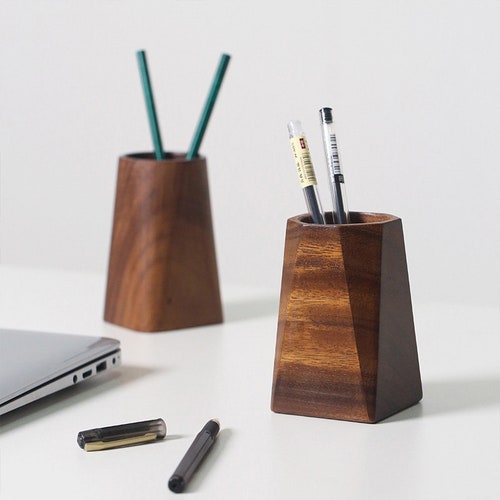 Wooden Desktop Pen Holder Black Walnut Pen Holder for Office Etsy