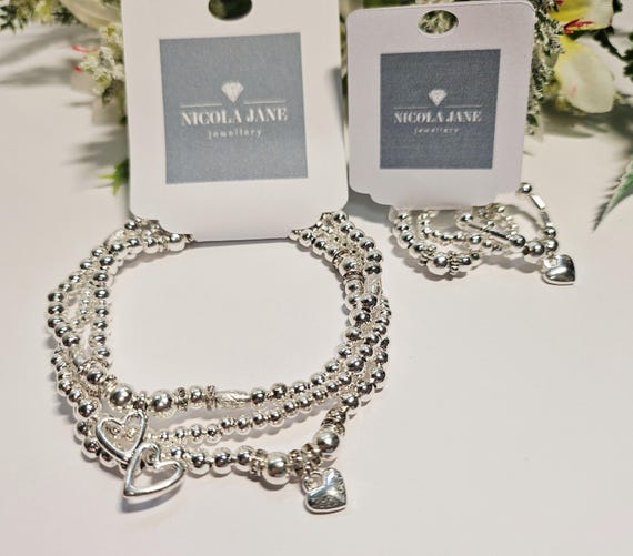 Set Di 3 Braccialetti Con Perline Di Perle E Ciondolo Cuore – Gioielli Eleganti Per Donne E Ragazze, Ideali Per Sposa E Festività