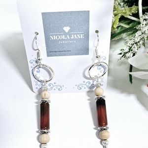 Handmade Genuine Orange Agate Dangle Drop Hypoallergenic Earrings, Bohemian Style Natural Gemstone Dangling Earrings.