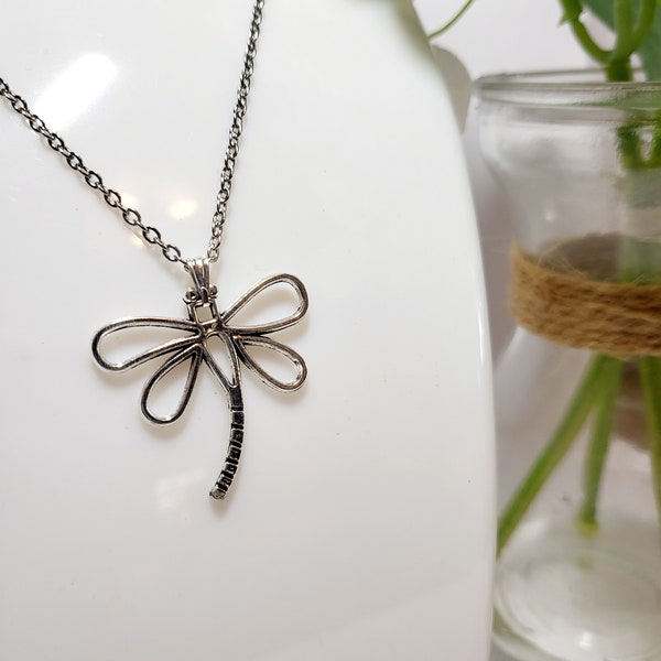 Libelle Anhänger, Libelle Halskette, Damen Silber Libelle Halskette, Mädchen Halskette Geschenk, Libelle Schmuck Anhänger Geschenk.