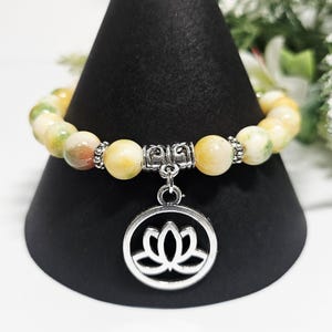 Chakra Gemstone Healing Bracelet With Solar Plexus Chakra Charm. Spiritual 8mm Jade Yellow Crystal Jewellery Gift For Power Self-esteem