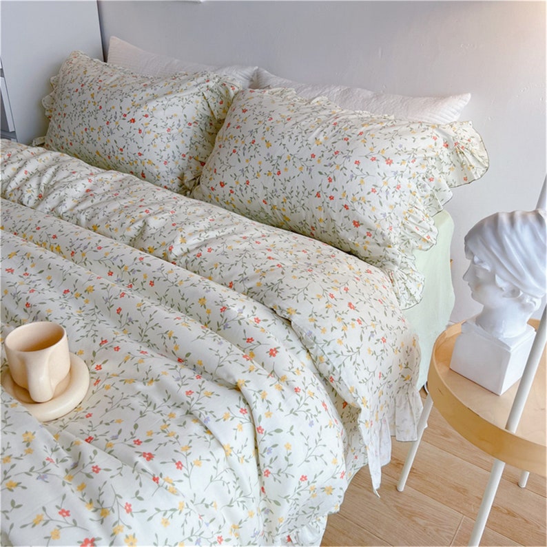 Fresh Floral 100 Cotton Duvet Cover Set Cottagecore Bedding Etsy