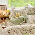Fresh Strawberry Floral 100% Cotton Ruffle Duvet Cover Set, Cottagecore Bedding Decor, Twin Full Queen Duvet Cover, girl Dorm Bedding, Gift