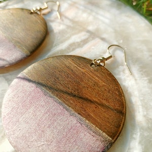 Orecchini in legno fatti a mano shabby chic | Gioielli decoupage