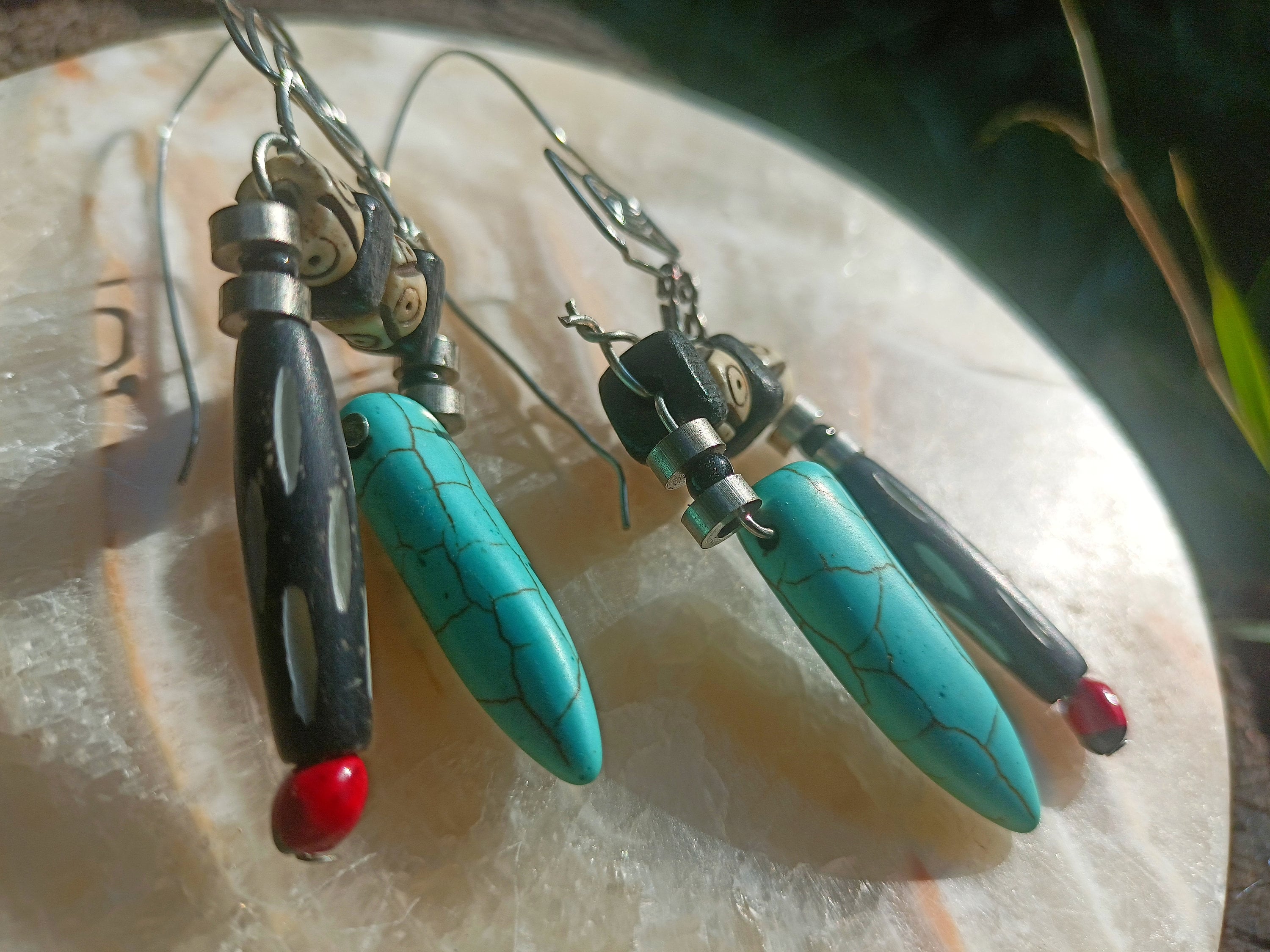 Tribal Mood Jewelry Set with Turquoise and Rosary Peas