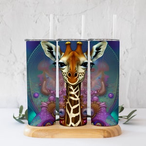 Giraffe Fantasy Blue Green Tumbler PNG! 20 Oz Straight Tumbler Digital File!