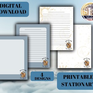 Celestial Printable Stationary Set US Letter Sized PDF, Instant Download Stationary Paper Pack. Printable Celestial Note Pages.