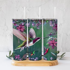 4 PNG SET! Watercolor Hummingbirds Floral Tumbler PNGs! 20 Oz Straight Tumbler Digital Files!