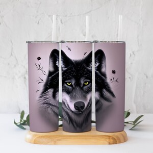 Wolf Pink Floral Tumbler PNG! 20 Oz Straight Tumbler Digital File!