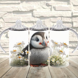 Baby Puffin with Floral Sippy PNG! Digital File for 12 Oz Sippy Cup!