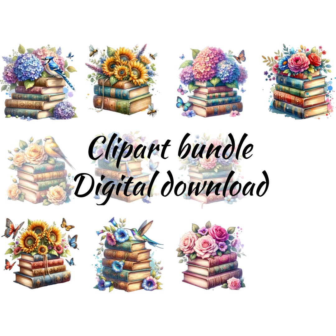 Shabby Chic Vintage Floral Book Stack Bundle Set - Cute Book Stack ...