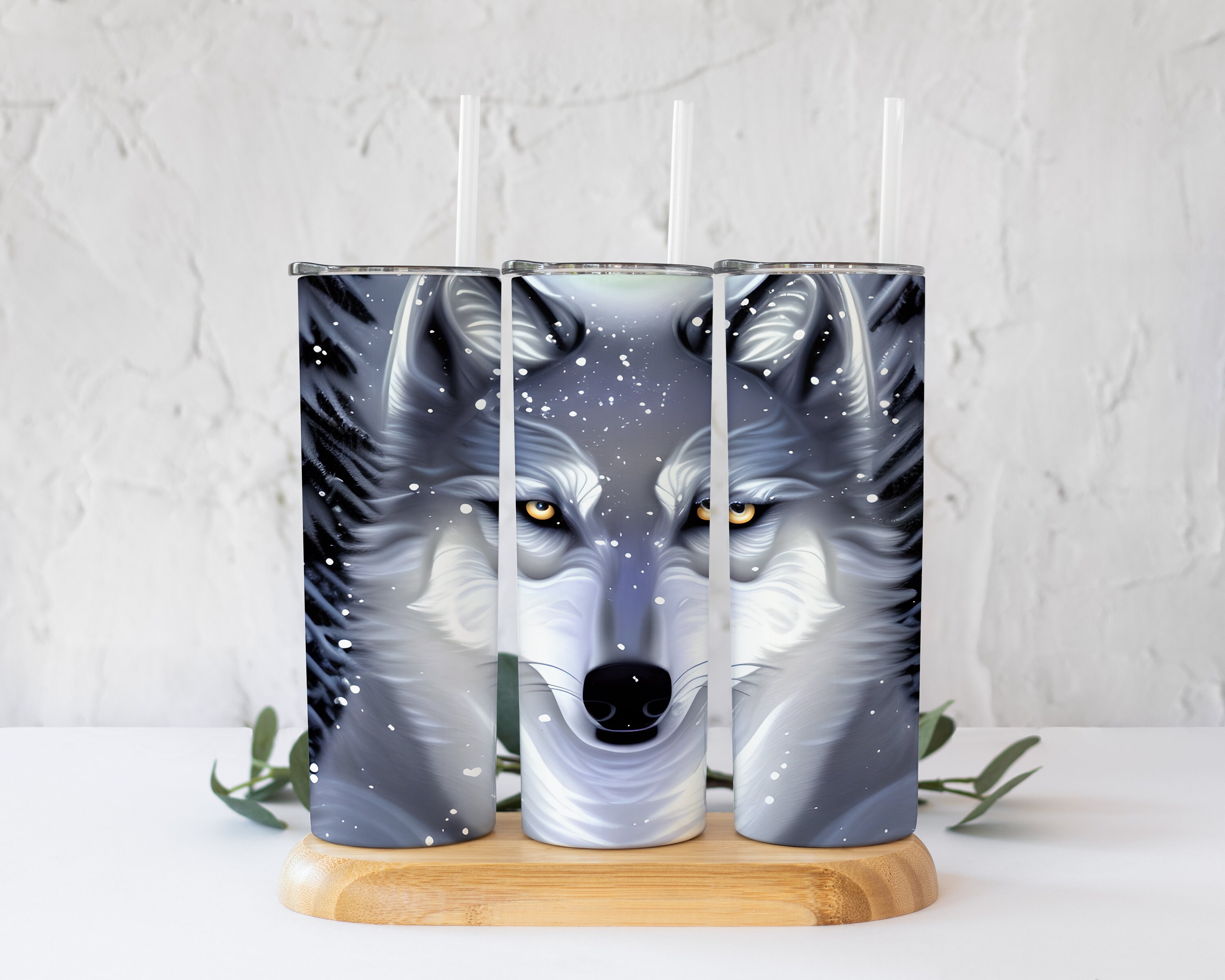 Snow Wolf Winter Tumbler PNG! 20 Oz Straight Tumbler Digital File! - Etsy