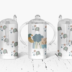 Rainbow BOHO Sippy Blue/Gray Digital Tumbler PNG Wrap! 12 Oz Stainless Steel Sippy Cup