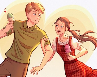 Custom Character Drawing: Cartoon Personal Portrait, Digital Art, Cute Cartoon Style, Great for Gifts, Present