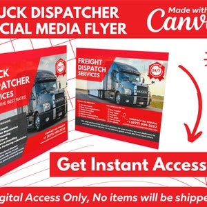 Red Freight Dispatch Flyer Canva Template for Social Media.