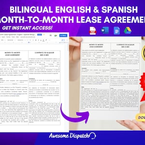Contrato de Arrendamiento Bilingüe Mes a Mes o por plazo específico Contrato de Inglés + Español