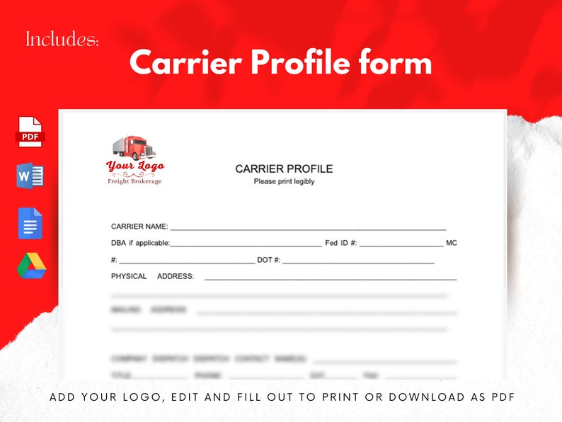 Freight Broker Carrier Agreement Template Packet (digital Download) Etsy