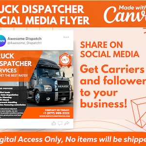 Orange DIY Freight Dispatch Flyer Canva Template for Social Media.