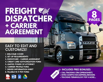 Freight Dispatcher and Carrier Agreement plus Welcome Packet Template