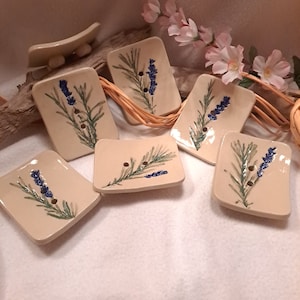 Soap dish ceramic plants pattern lavender small various to choose from