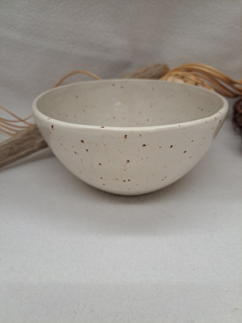 Schüssel Schale Keramik Müslischüssel Salatschüssel Suppenschüssel Bowl in weiß gesprenkelt Steinzeug Bild 3