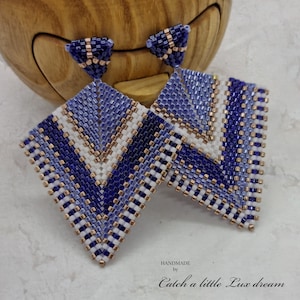 Peyote-Earrings Arrow Blue