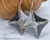 Pointed Square Peyote-Earrings multi-coloured