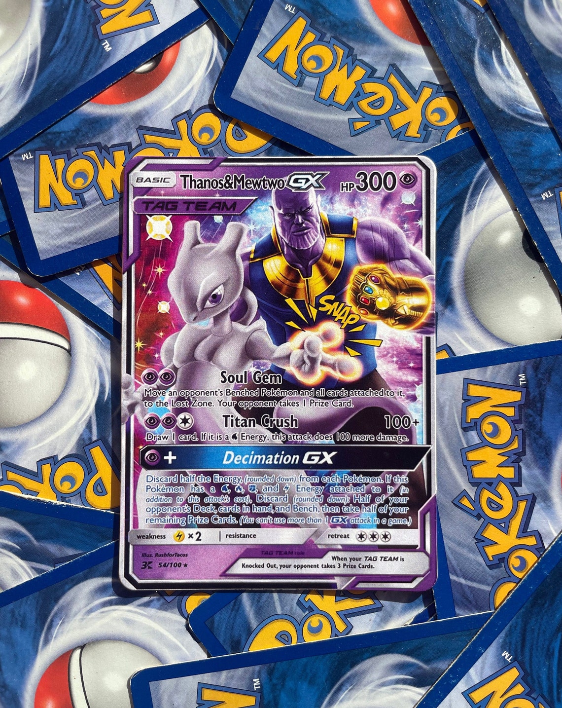 Thanos Mewtwo Special Tag Team Holographic Pokemon Collective - Etsy