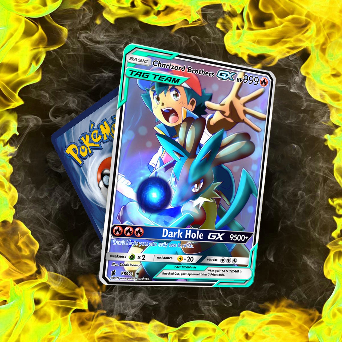 Mavin  Gold Mega Lucario GX EX Pokemon Card Shiny Full Art SV22 Custom  Metal Holo Promo