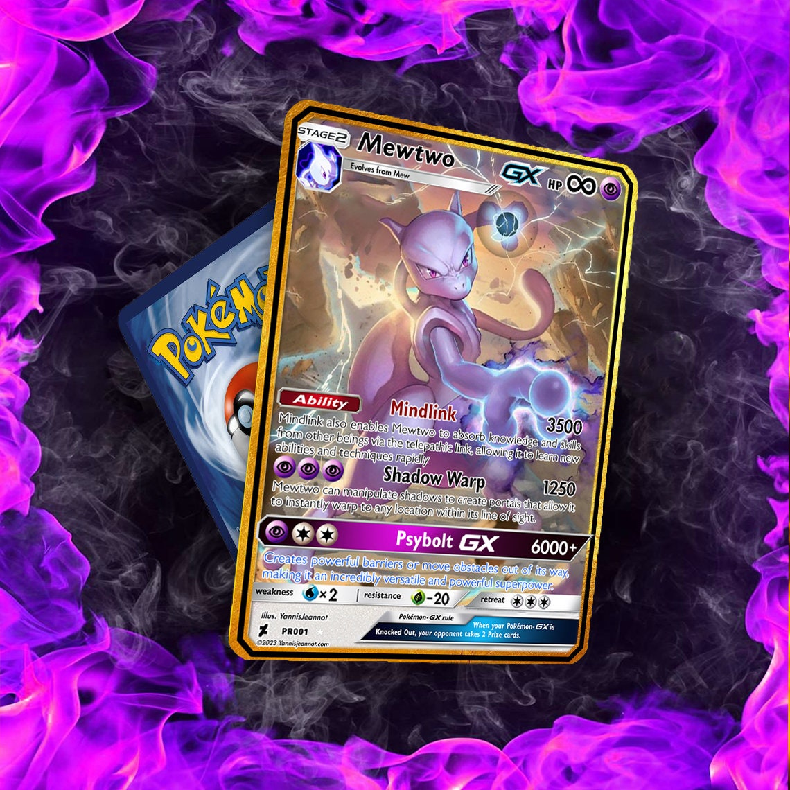 Legendary Mewtwo Pokemon Card Custom Made Etsy
