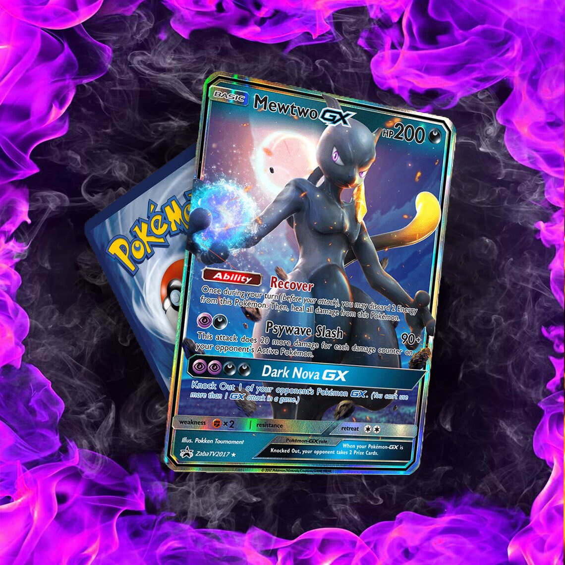 Shadow Mewtwo Variant Gx Custom Pokemon Card Hand Made Proxy