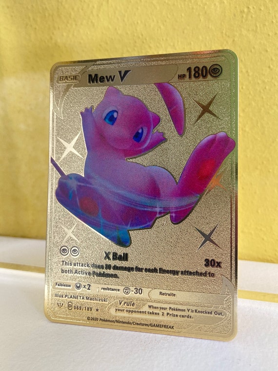 Mew V Gold Metal Pokemon Card